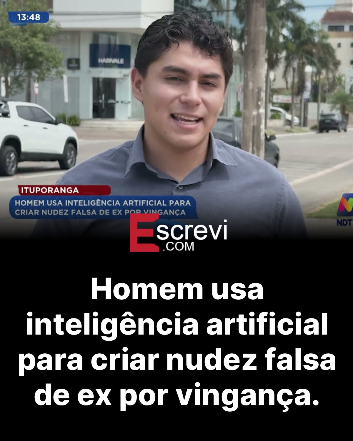 Homem usa inteligência artificial para criar nudez falsa de ex por vingança. card preto