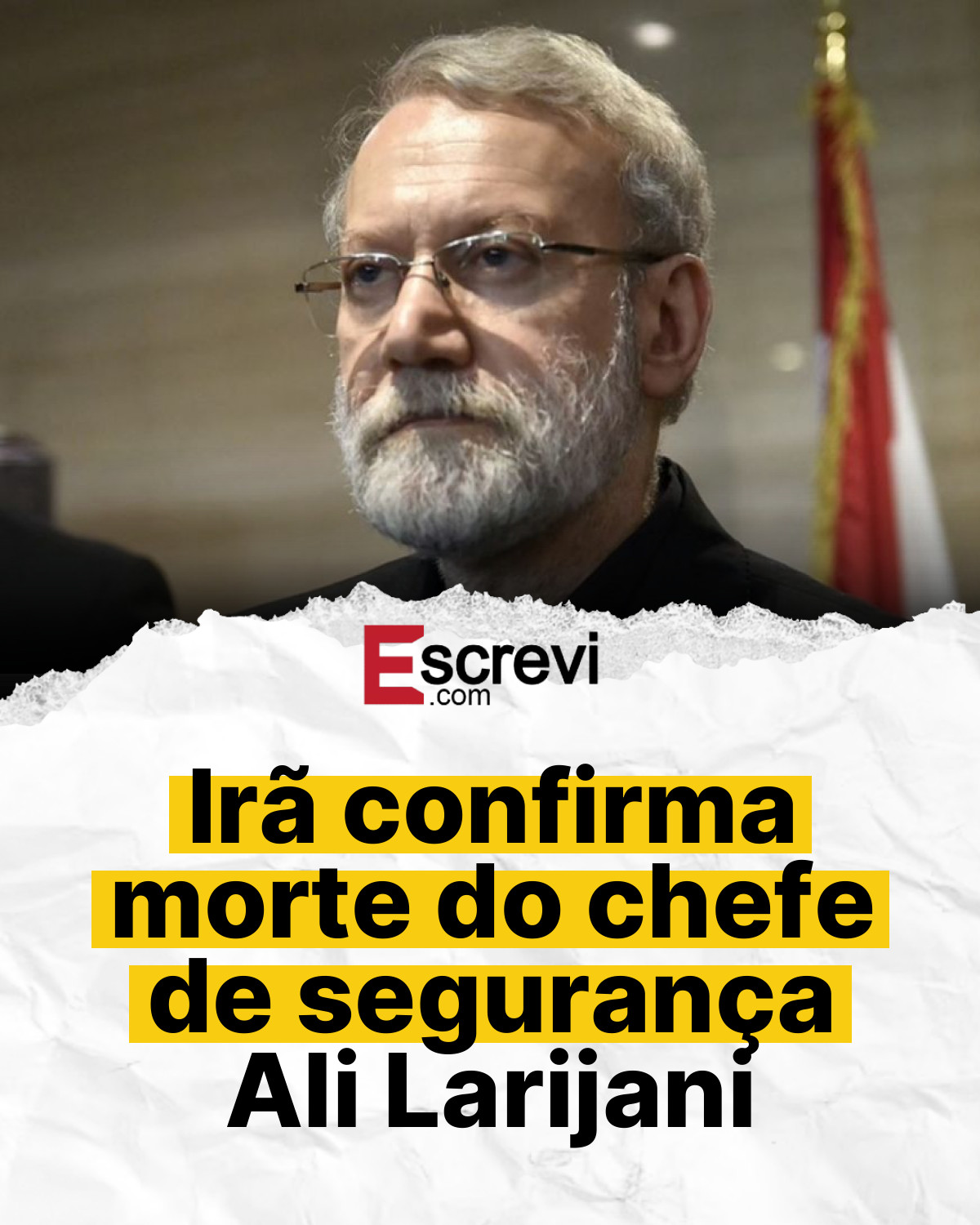 Irã confirma morte do chefe de segurança Ali Larijani card branco