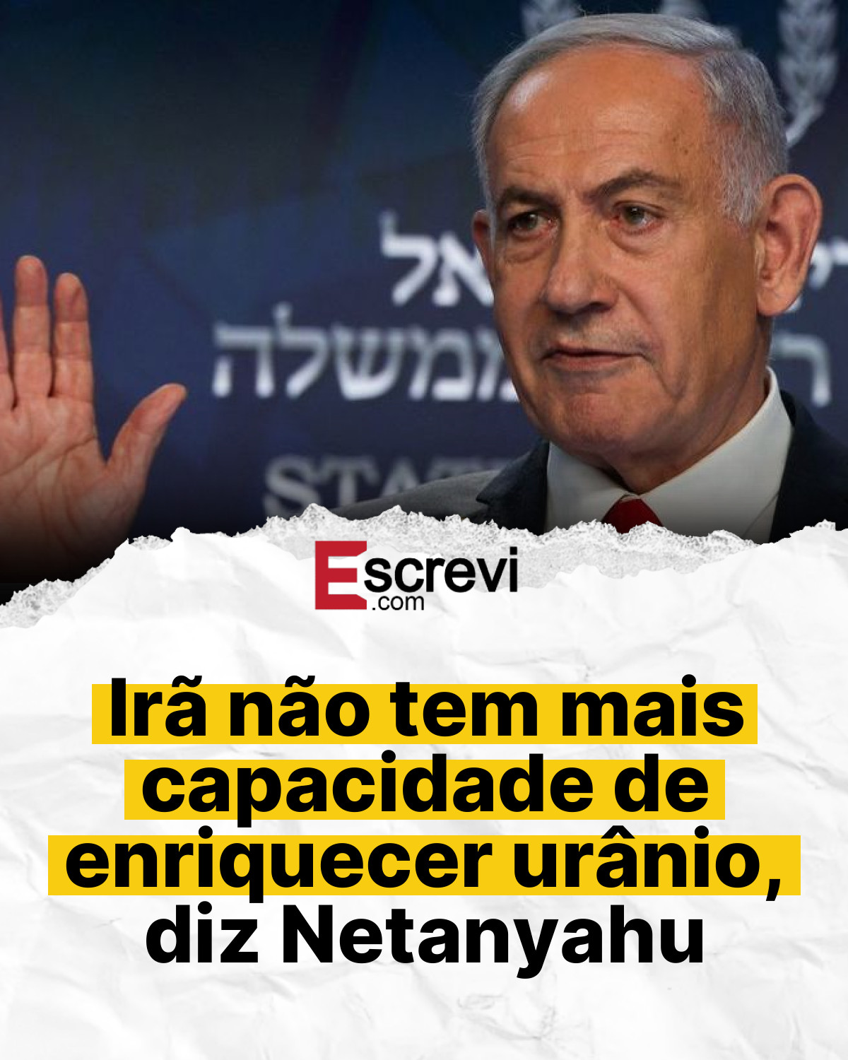 Irã não tem mais capacidade de enriquecer urânio, diz Netanyahu card branco