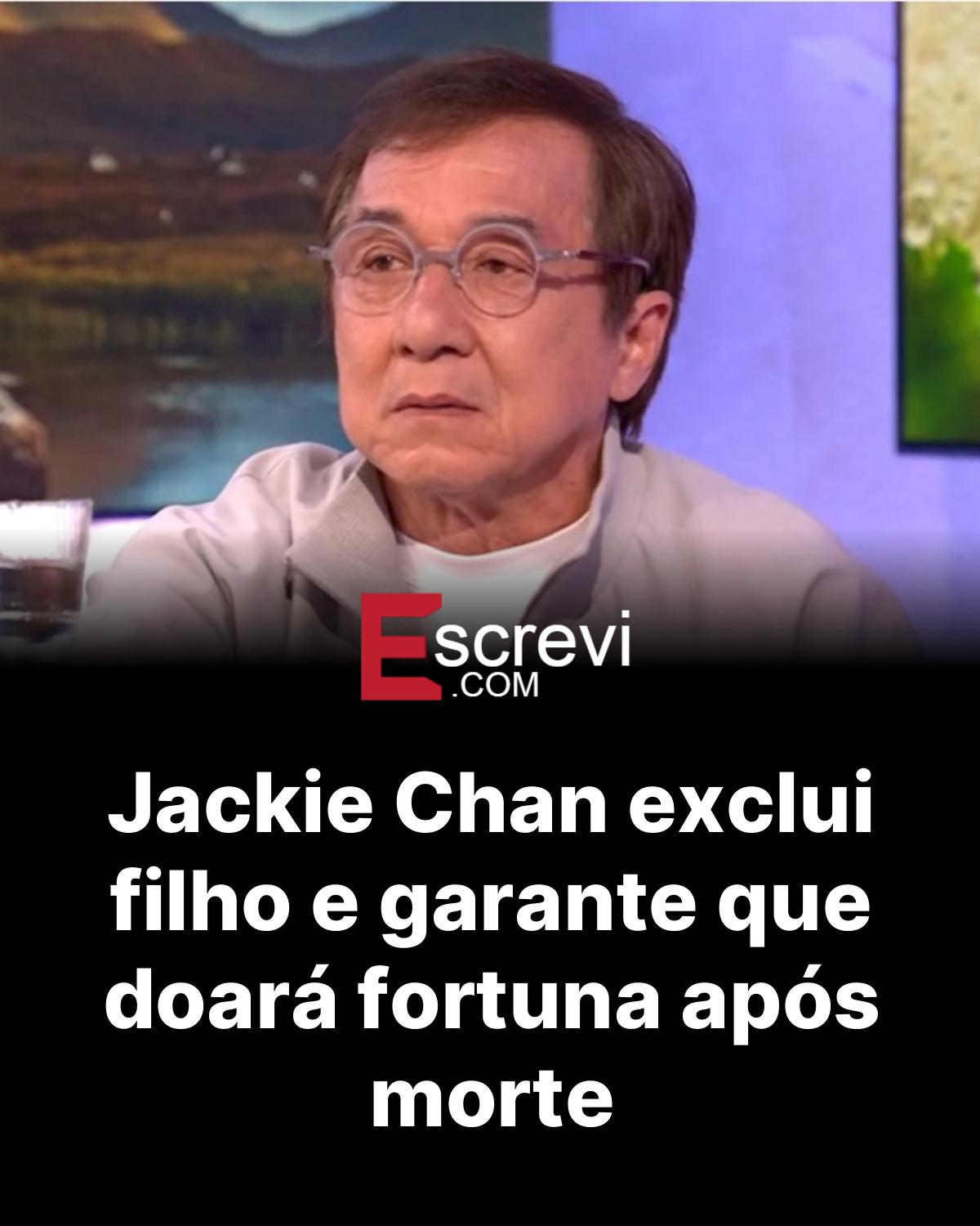 Jackie Chan exclui filho e garante que doará fortuna após morte card preto