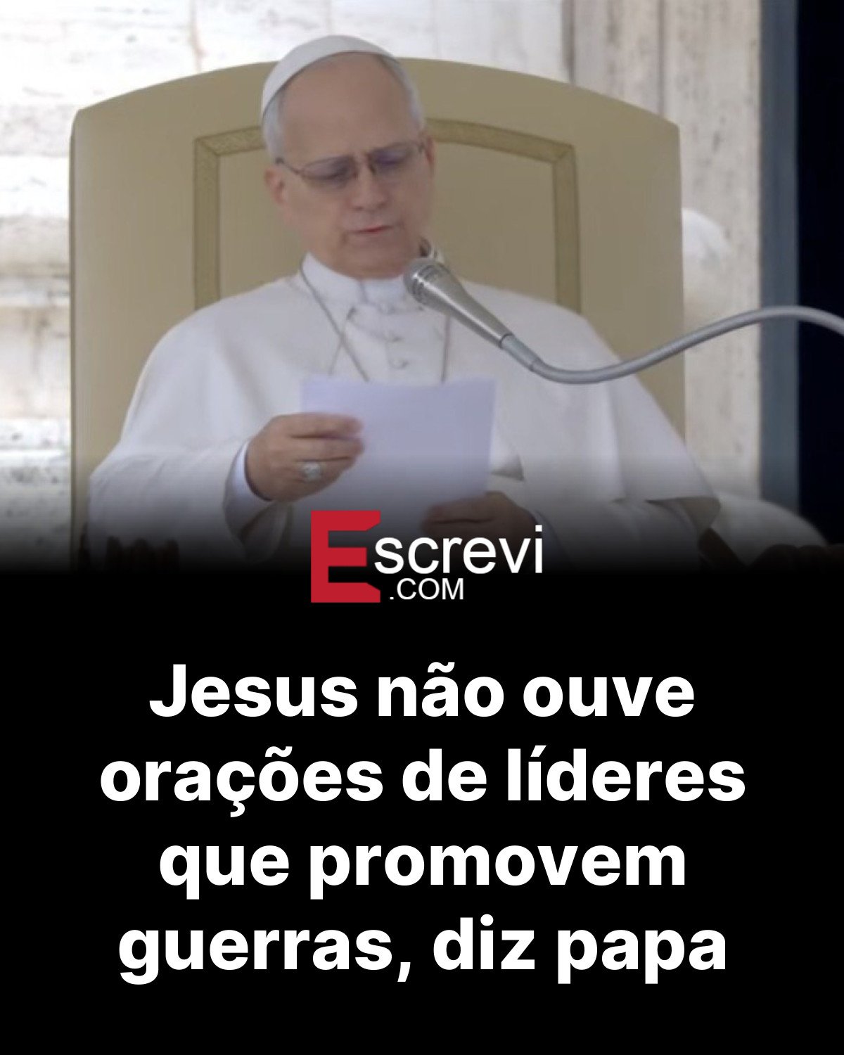 Jesus não ouve orações de líderes que promovem guerras, diz papa card preto