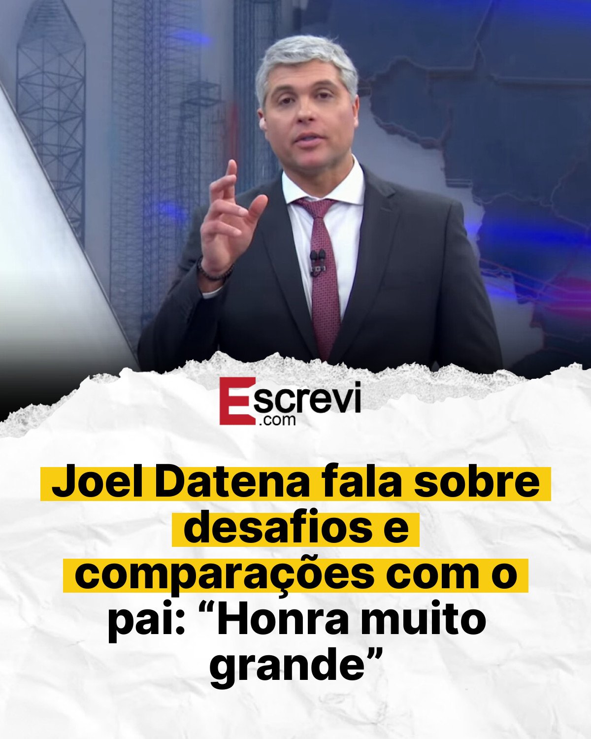 Joel Datena fala sobre desafios e comparações com o pai: “Honra muito grande” card branco