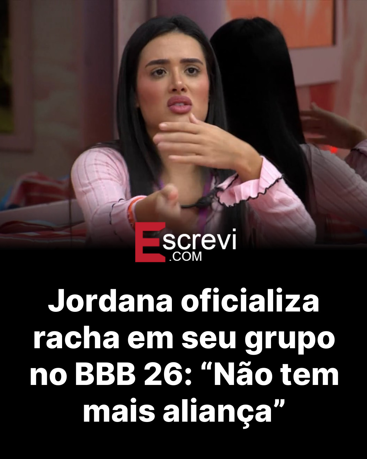 Jordana oficializa racha em seu grupo no BBB 26: “Não tem mais aliança” card preto