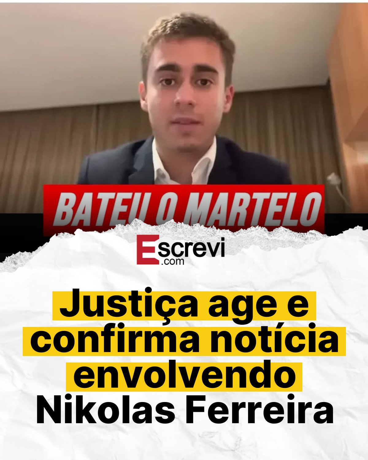 Justiça age e confirma notícia envolvendo Nikolas Ferreira card branco