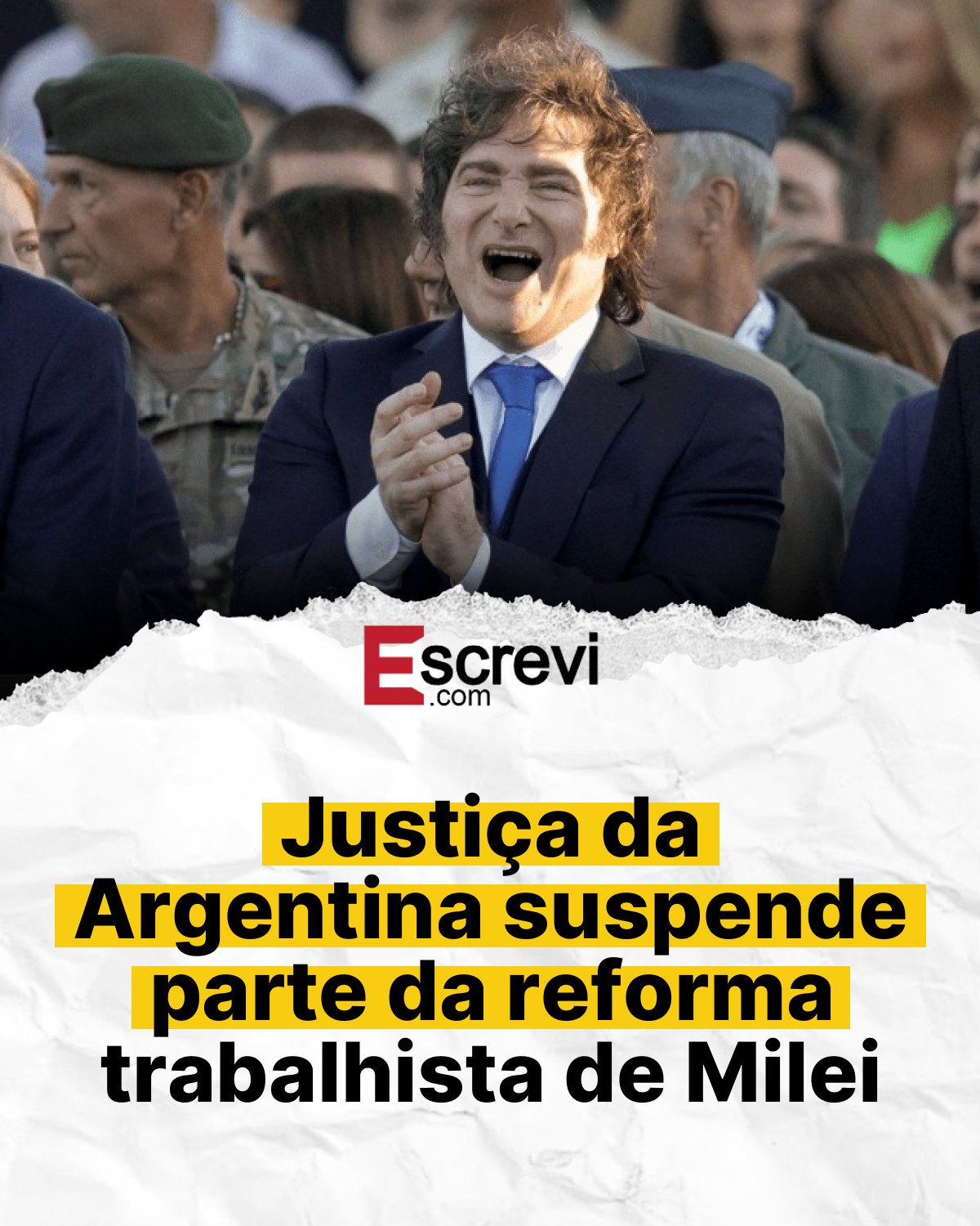 Justiça da Argentina suspende parte da reforma trabalhista de Milei card branco
