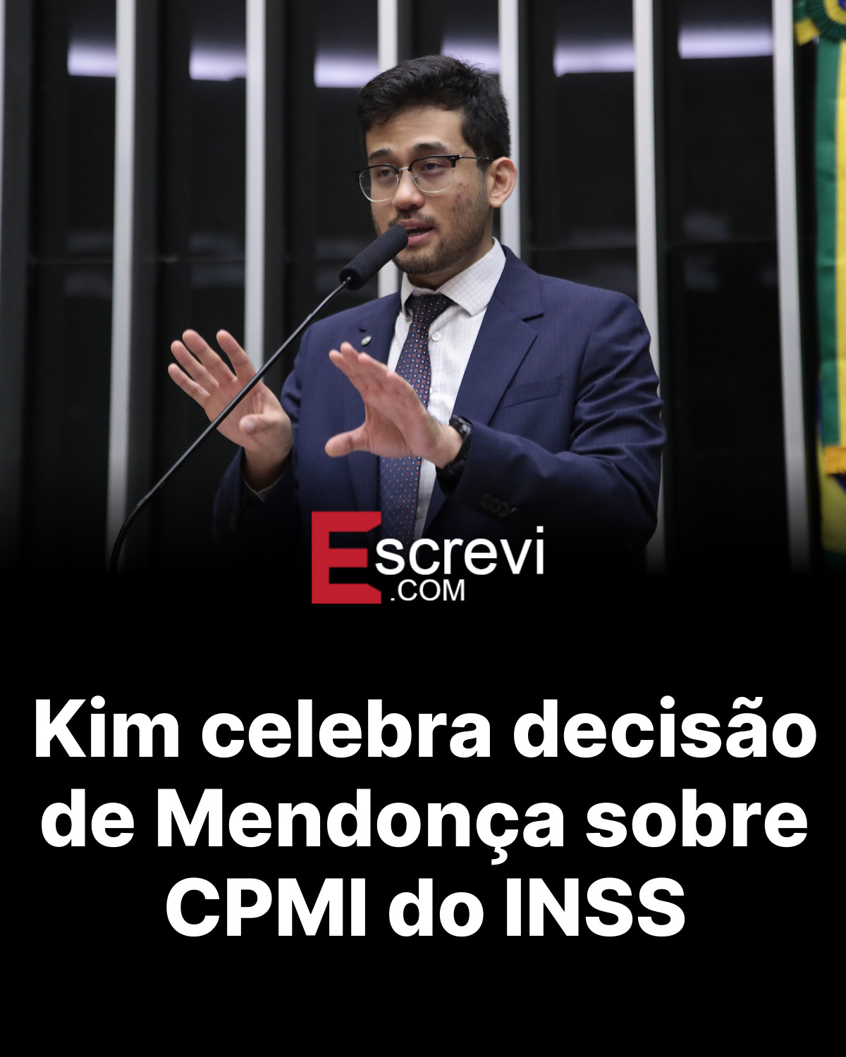 Kim celebra decisão de Mendonça sobre CPMI do INSS card preto
