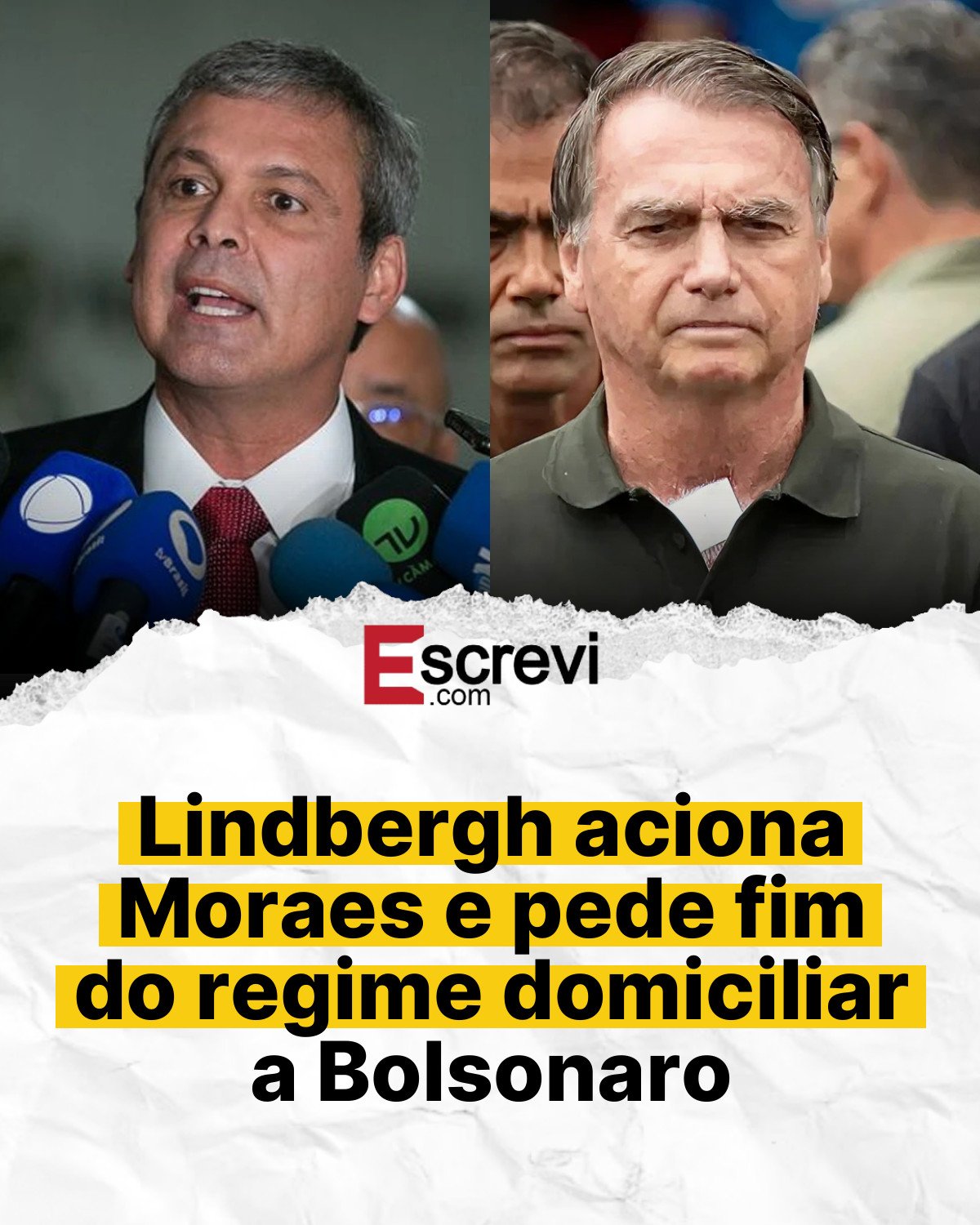 Lindbergh aciona Moraes e pede fim do regime domiciliar a Bolsonaro card branco