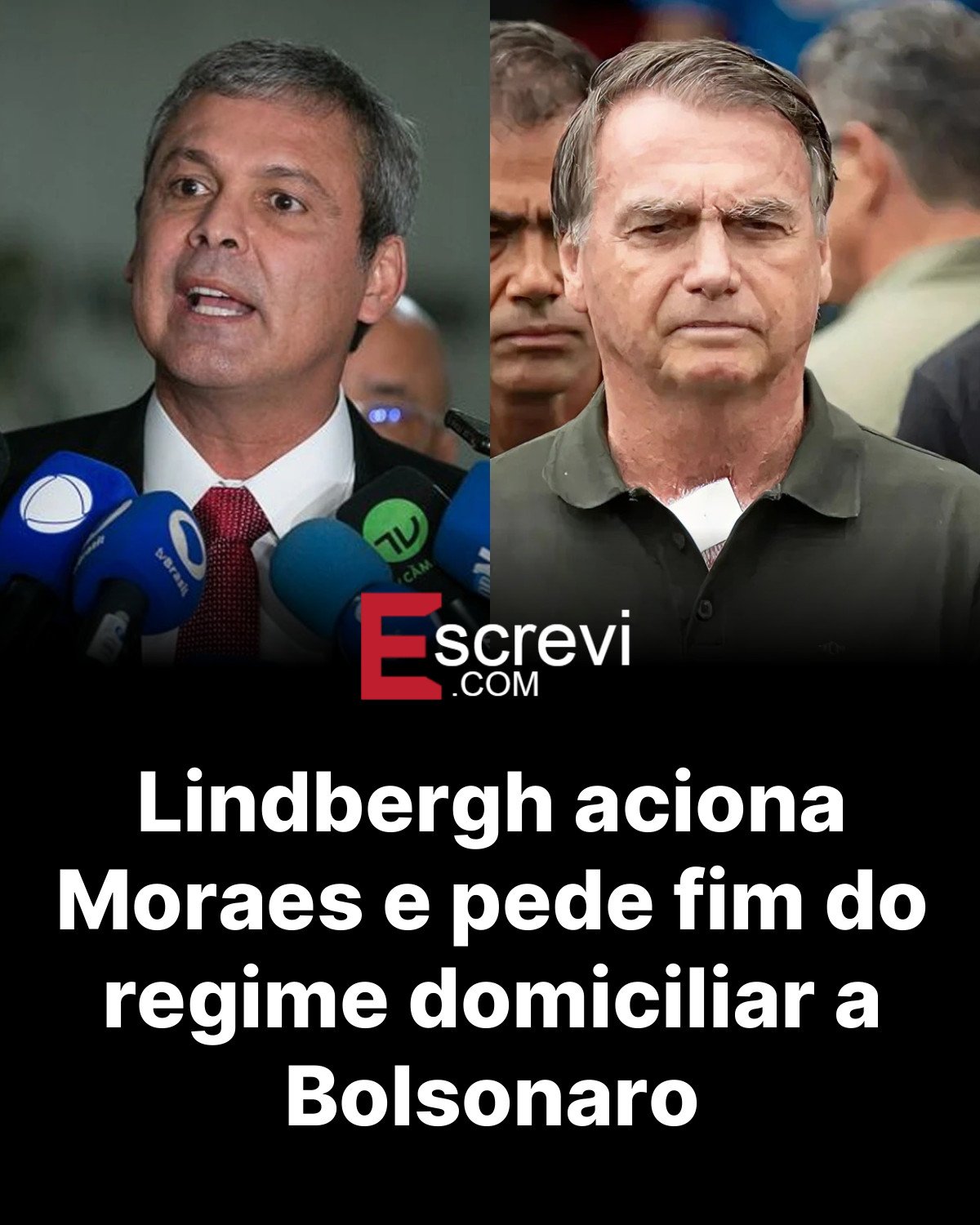 Lindbergh aciona Moraes e pede fim do regime domiciliar a Bolsonaro card preto