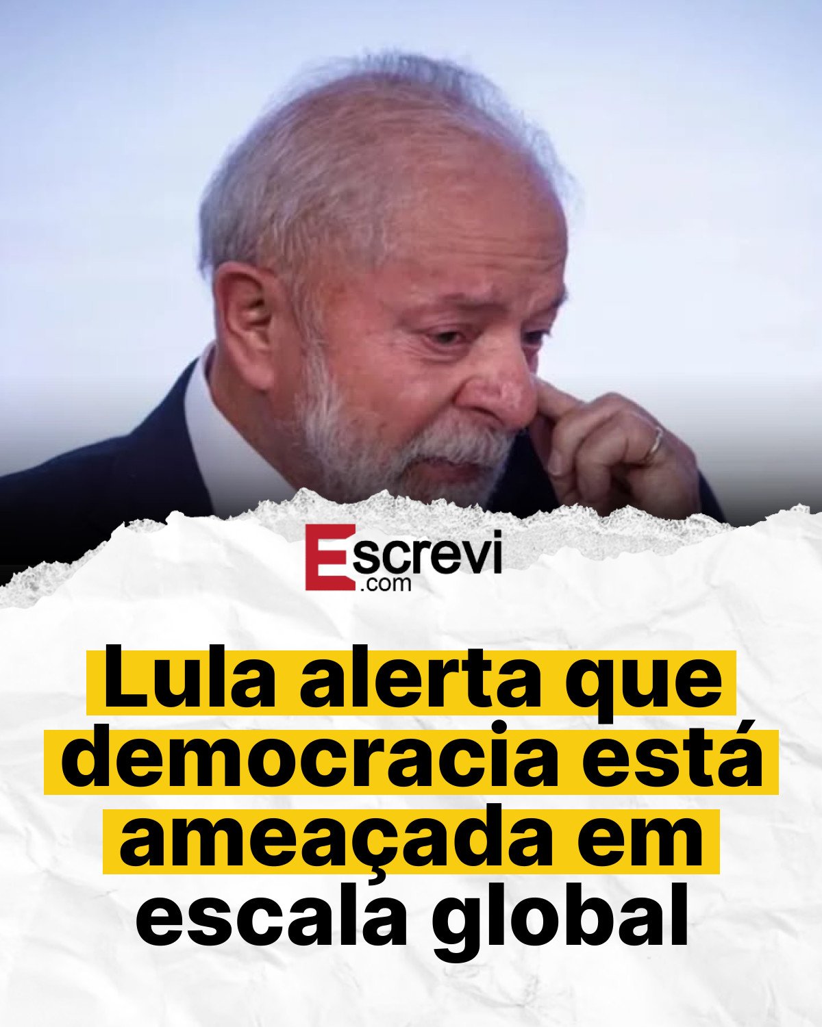 Lula alerta que democracia está ameaçada em escala global card branco
