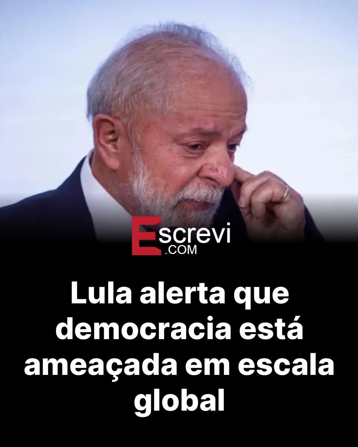 Lula alerta que democracia está ameaçada em escala global card preto