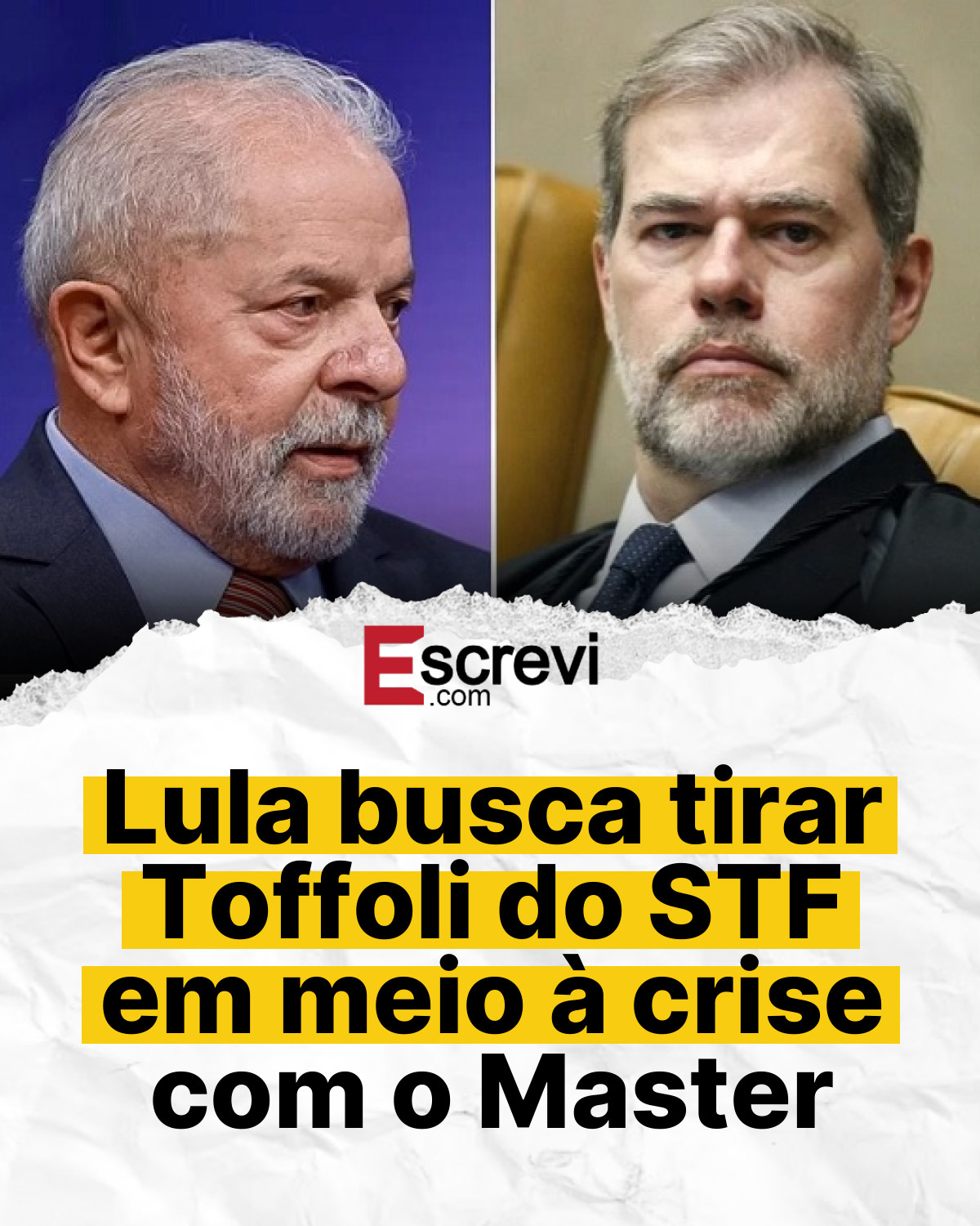 Lula busca tirar Toffoli do STF em meio à crise com o Master card branco