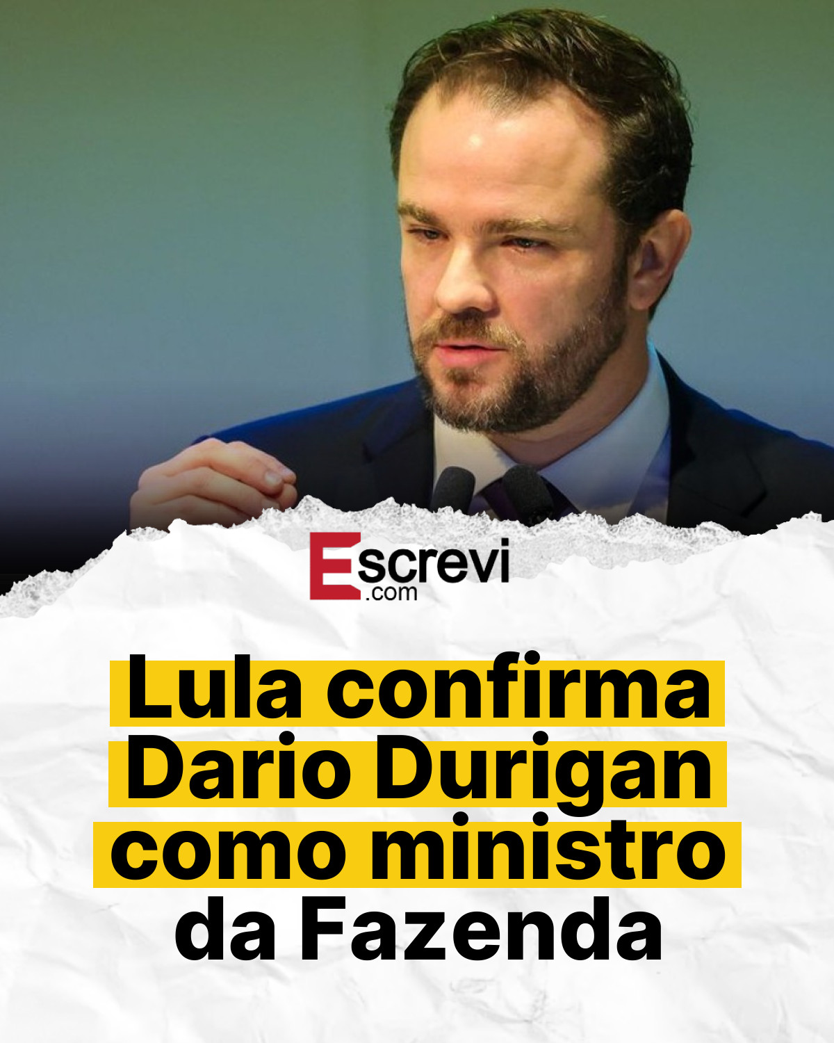 Lula confirma Dario Durigan como ministro da Fazenda card branco