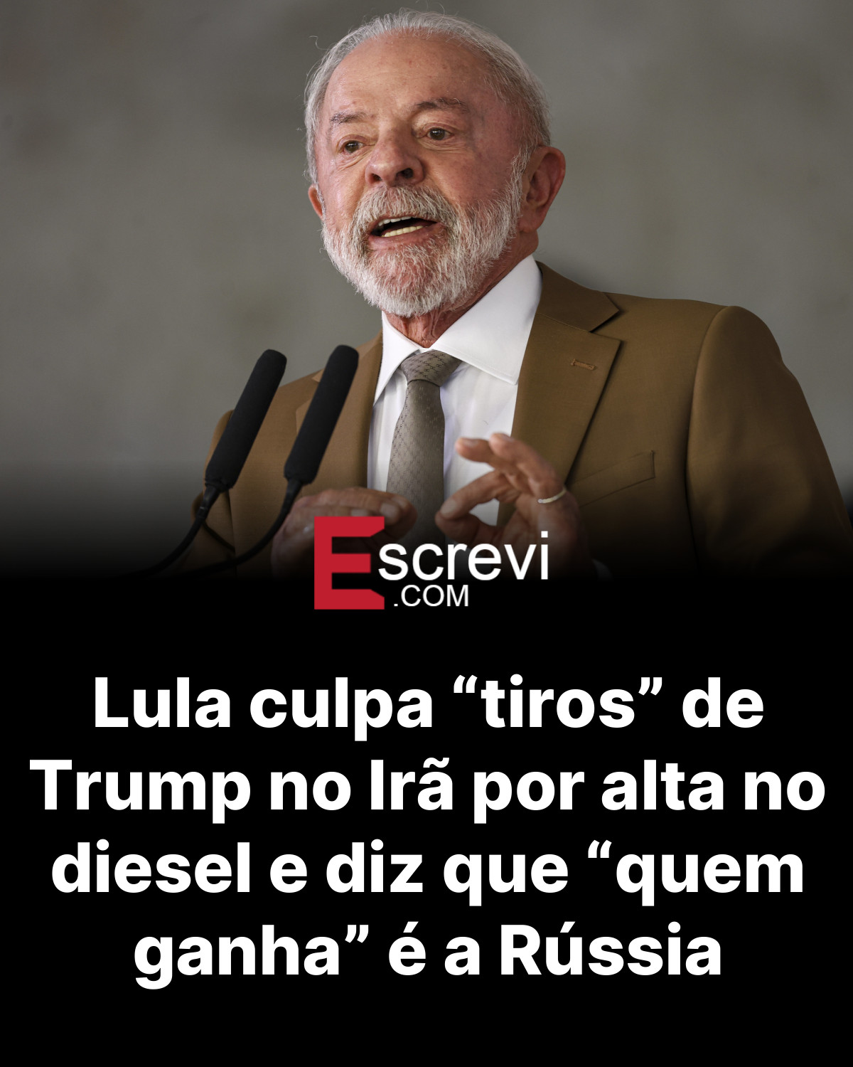 Lula culpa “tiros” de Trump no Irã por alta no diesel e diz que “quem ganha” é a Rússia card preto