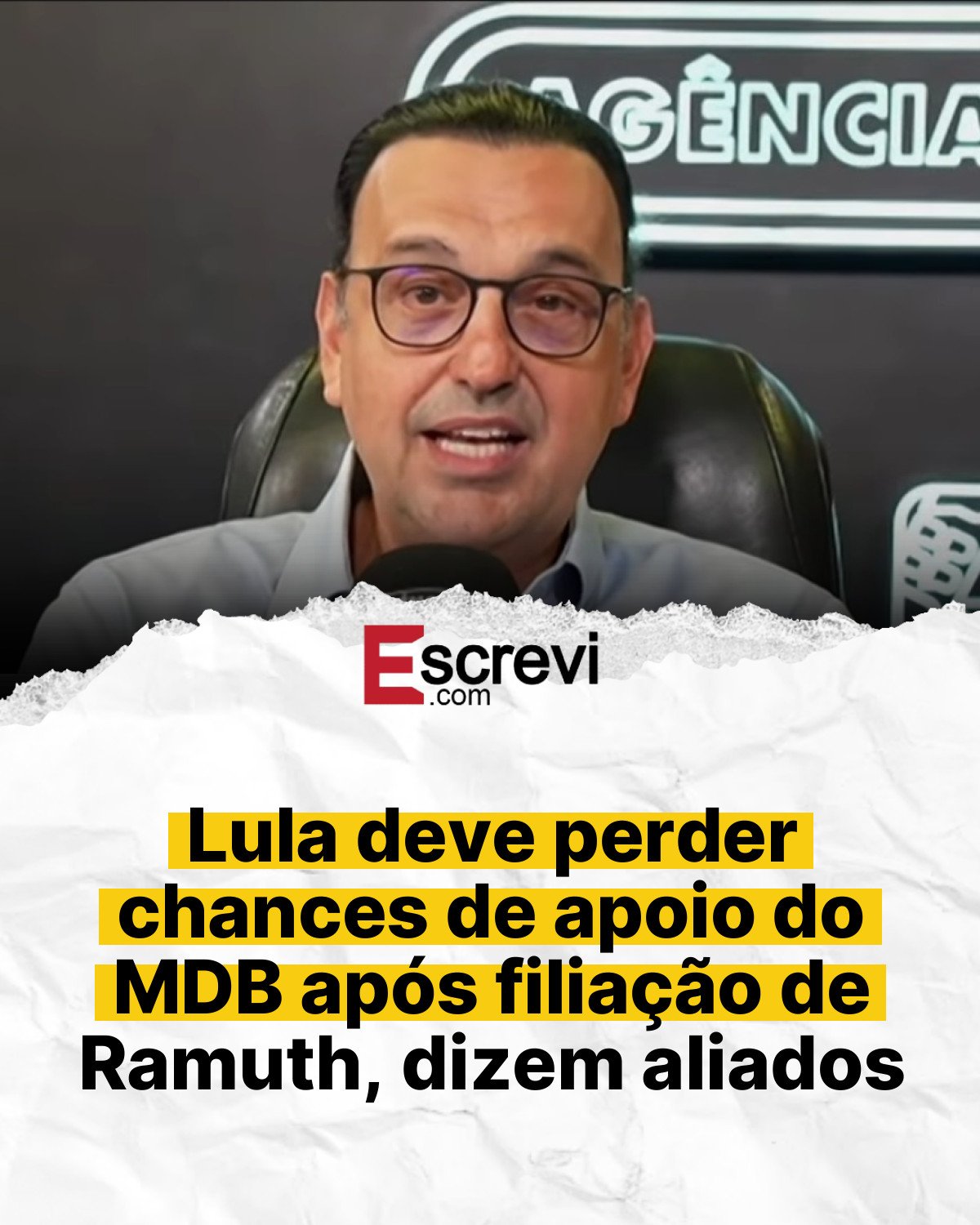 Lula deve perder chances de apoio do MDB após filiação de Ramuth, dizem aliados card branco
