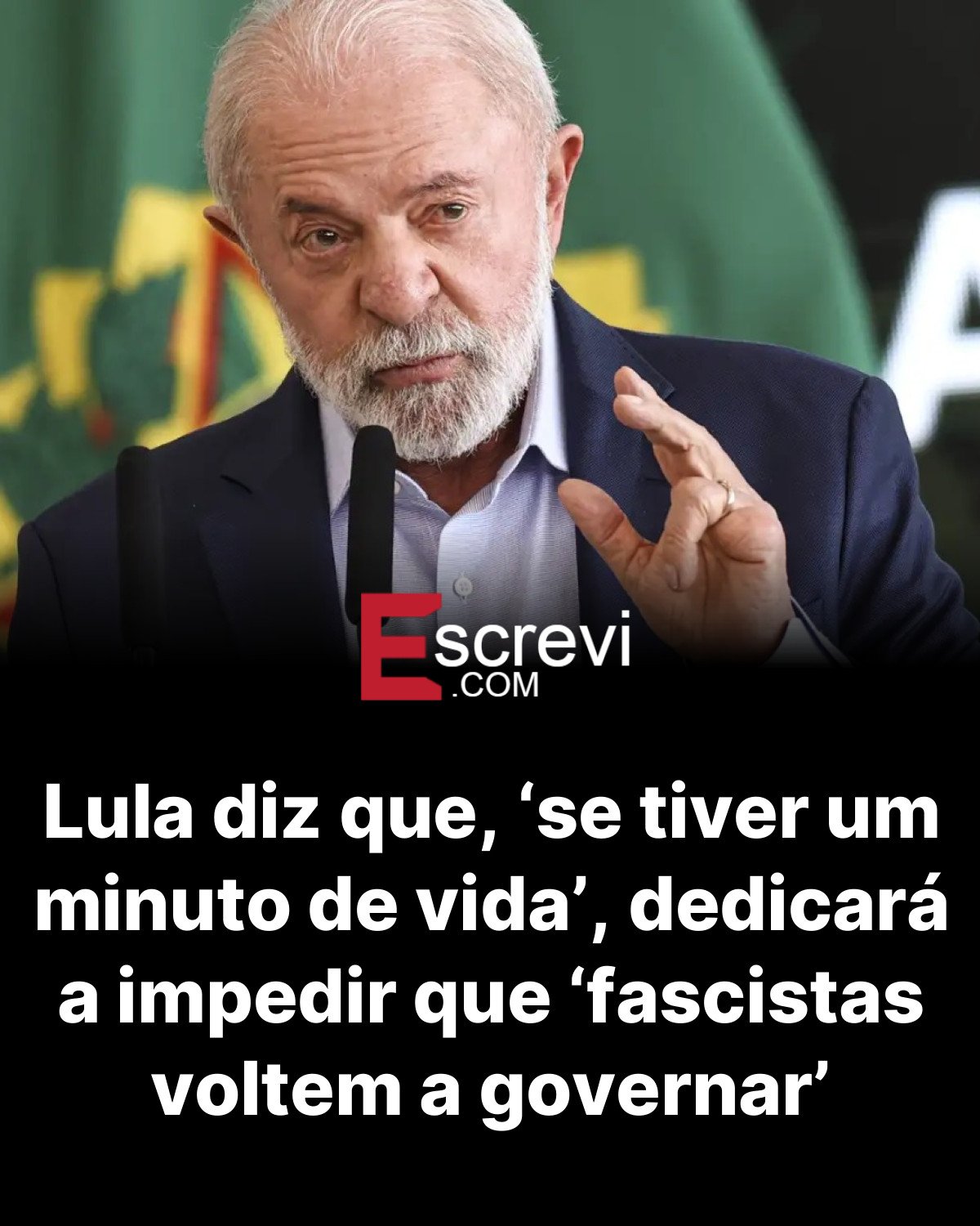 Lula diz que, ‘se tiver um minuto de vida’, dedicará a impedir que ‘fascistas voltem a governar’ card preto