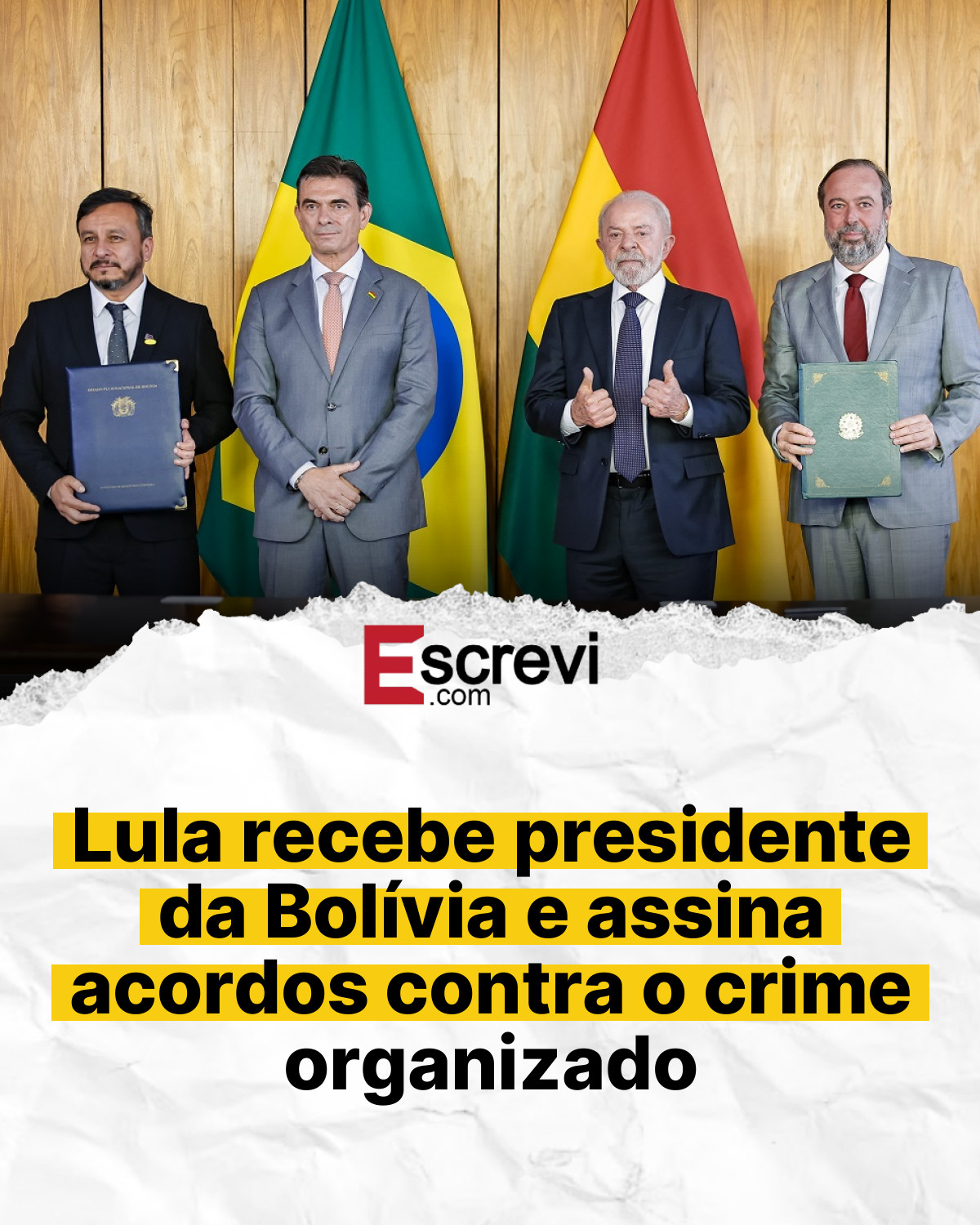Lula recebe presidente da Bolívia e assina acordos contra o crime organizado card branco