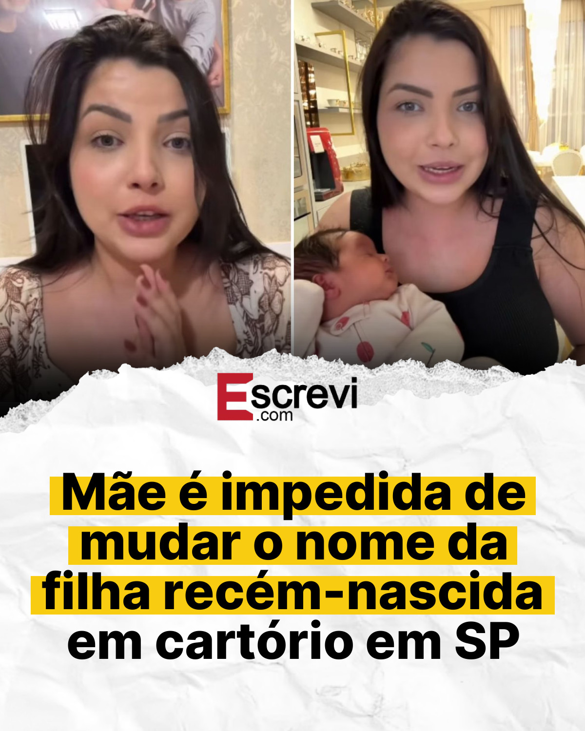 Mãe é impedida de mudar o nome da filha recém-nascida em cartório em SP card branco