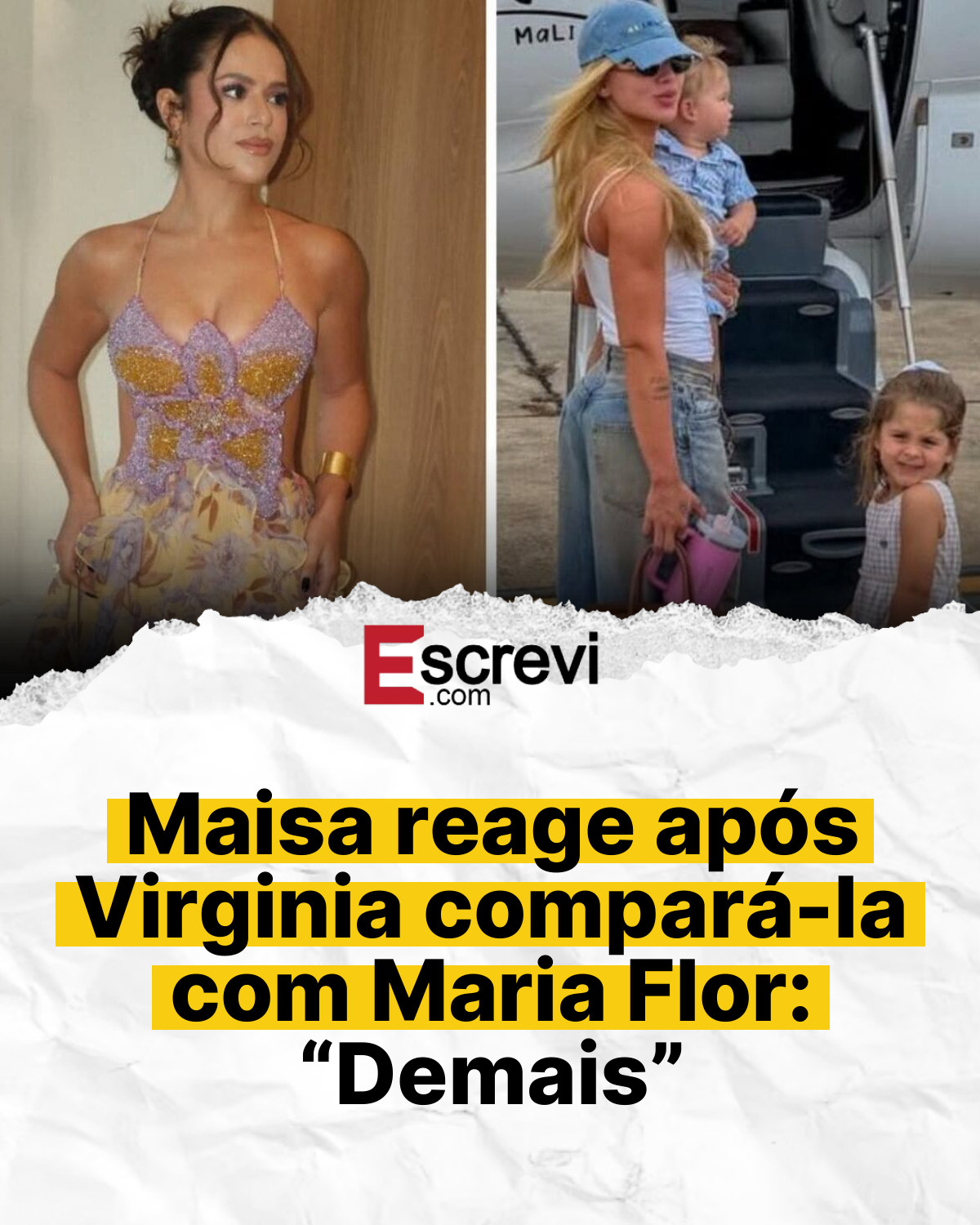 Maisa reage após Virginia compará-la com Maria Flor: “Demais” card branco