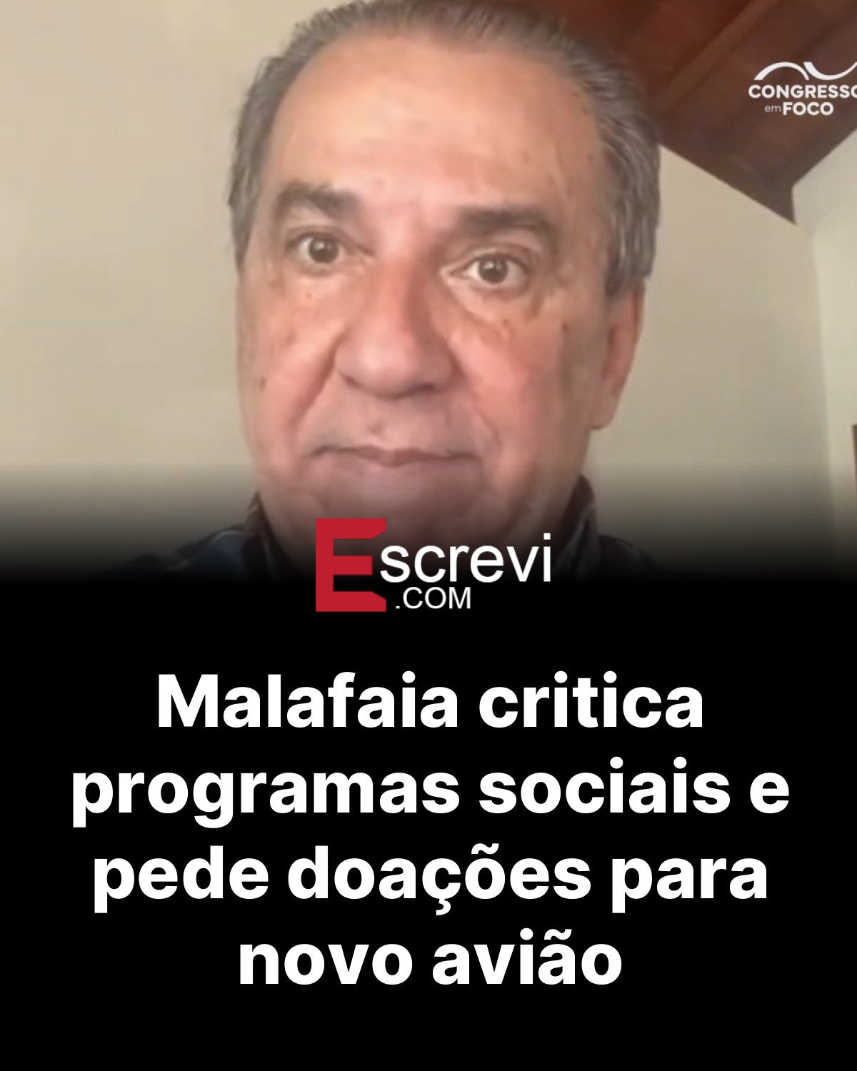 Malafaia critica programas sociais e pede doações para novo avião card preto