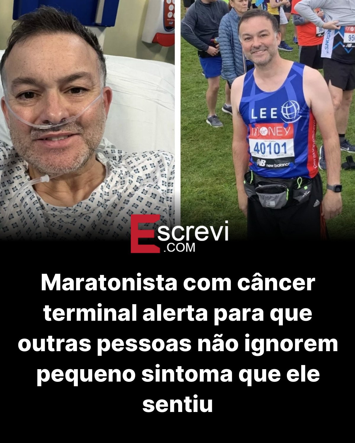 Maratonista com câncer terminal alerta para que outras pessoas não ignorem pequeno sintoma que ele sentiu card preto