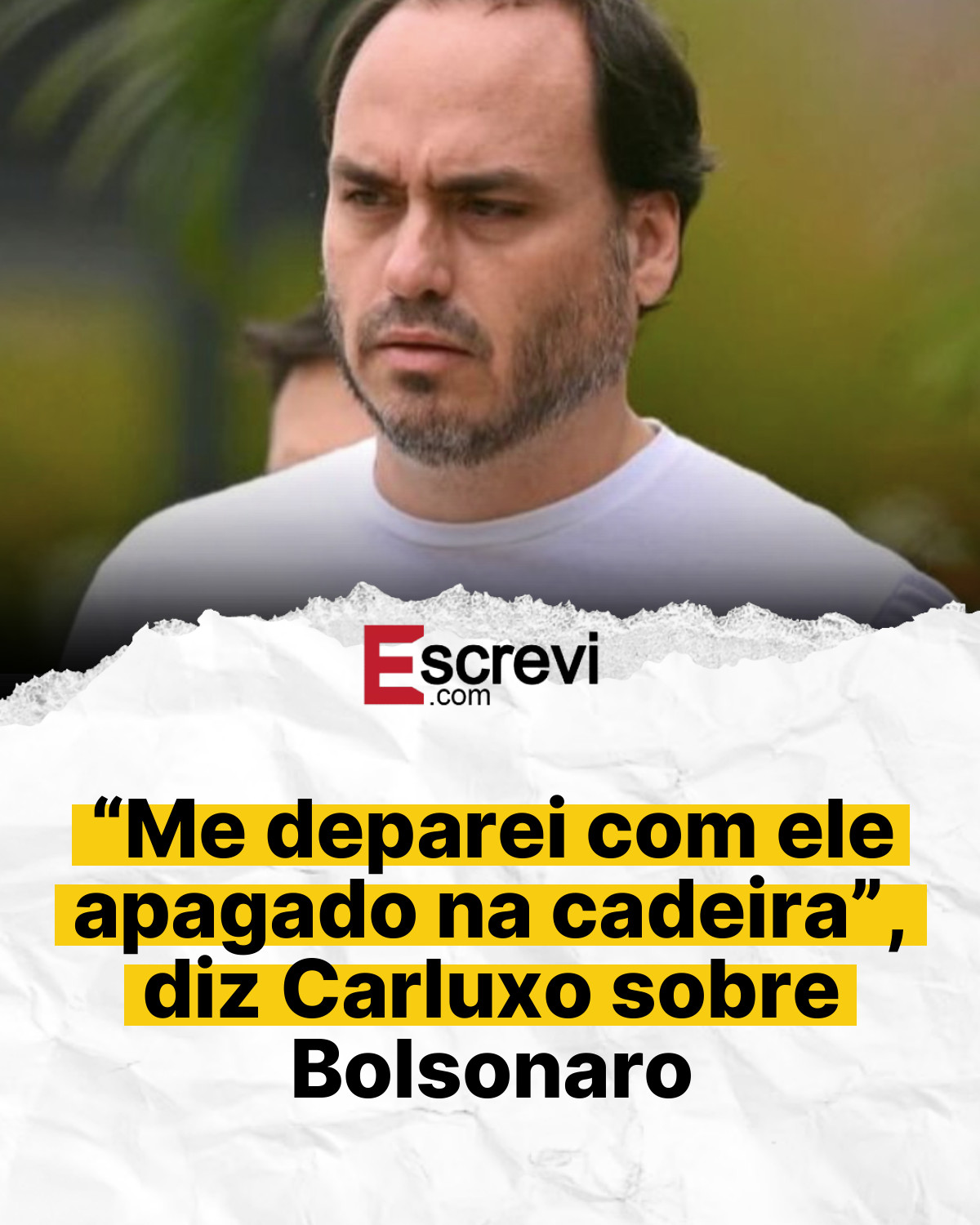 “Me deparei com ele apagado na cadeira”, diz Carluxo sobre Bolsonaro card branco