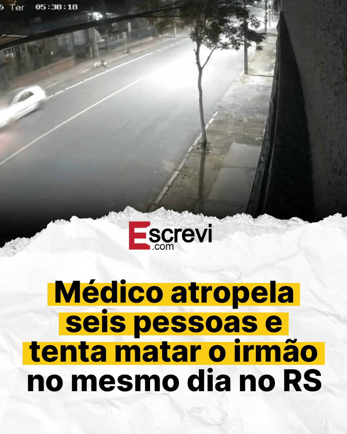Médico atropela seis pessoas e tenta matar o irmão no mesmo dia no RS card branco
