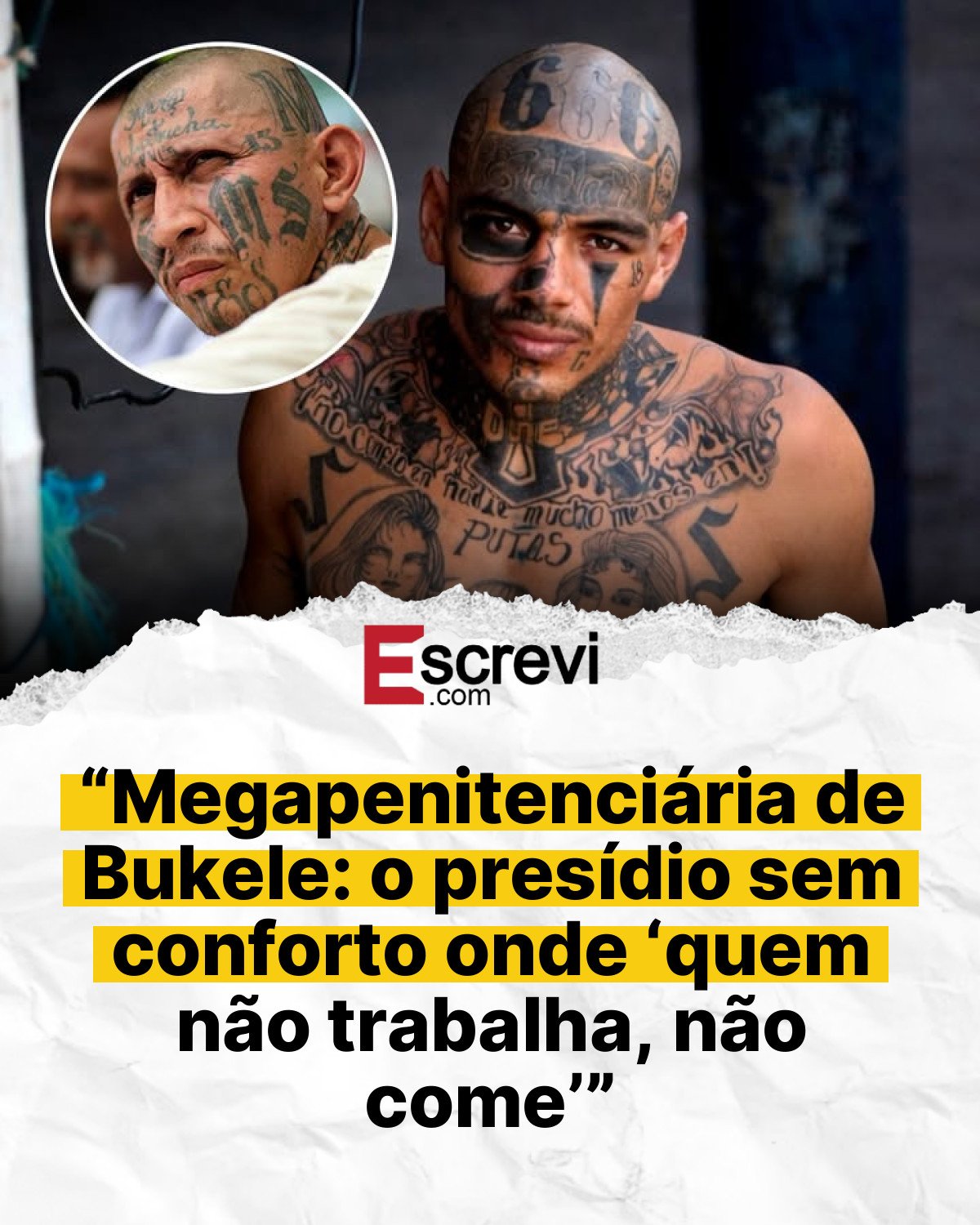 “Megapenitenciária de Bukele: o presídio sem conforto onde ‘quem não trabalha, não come’” card branco