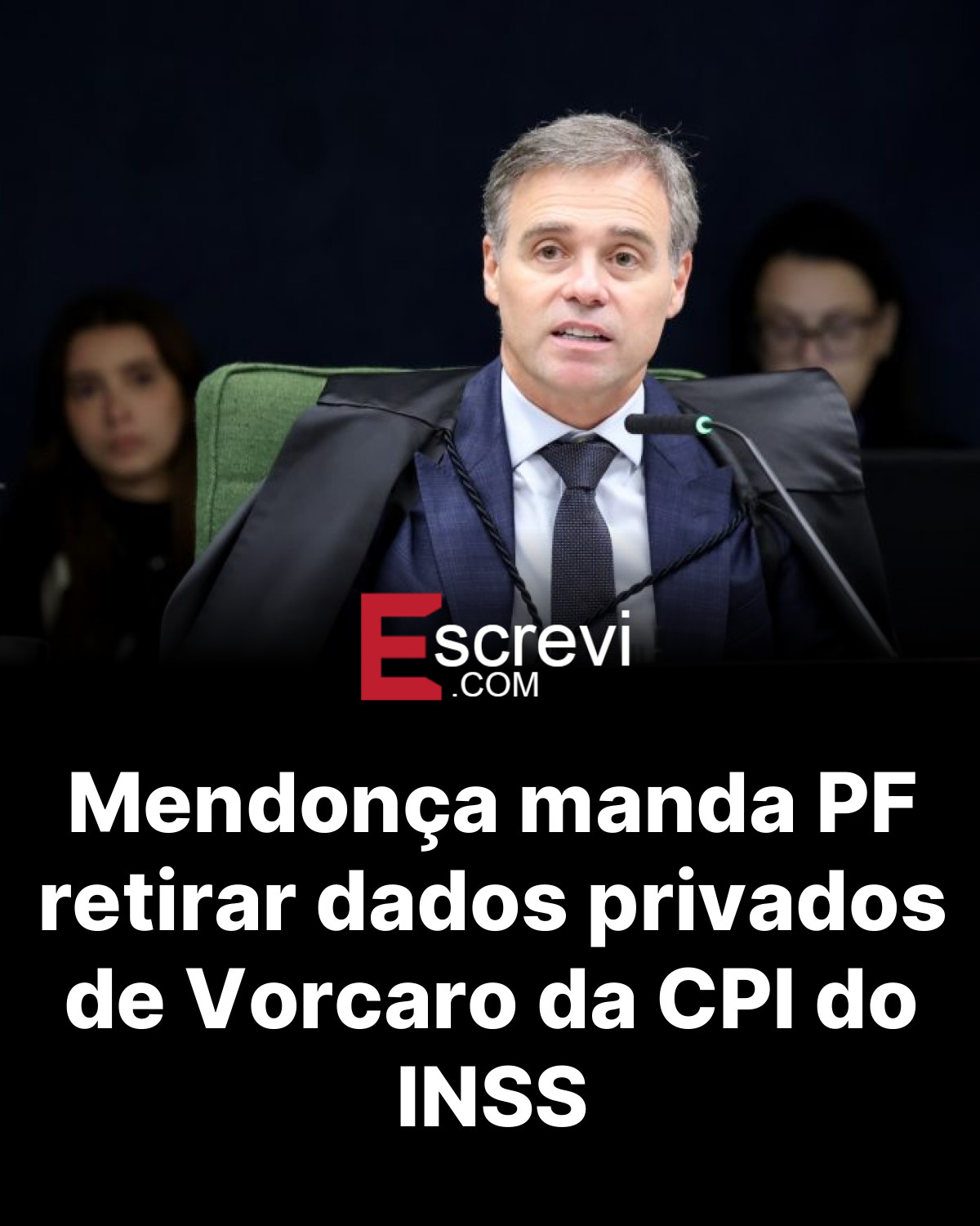 Mendonça manda PF retirar dados privados de Vorcaro da CPI do INSS card preto