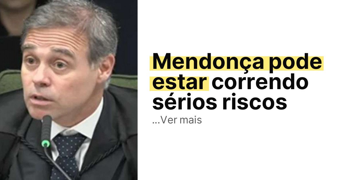 Mendonça pode estar correndo sérios riscos imagem principal