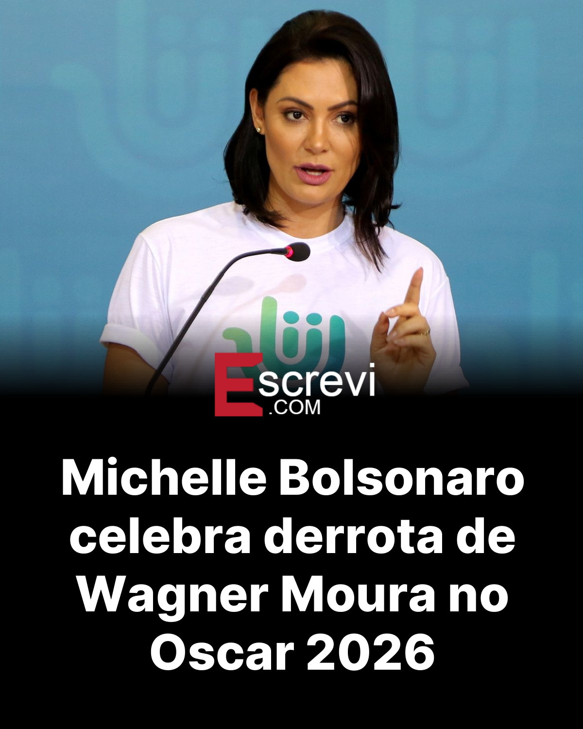 Michelle Bolsonaro celebra derrota de Wagner Moura no Oscar 2026 card preto