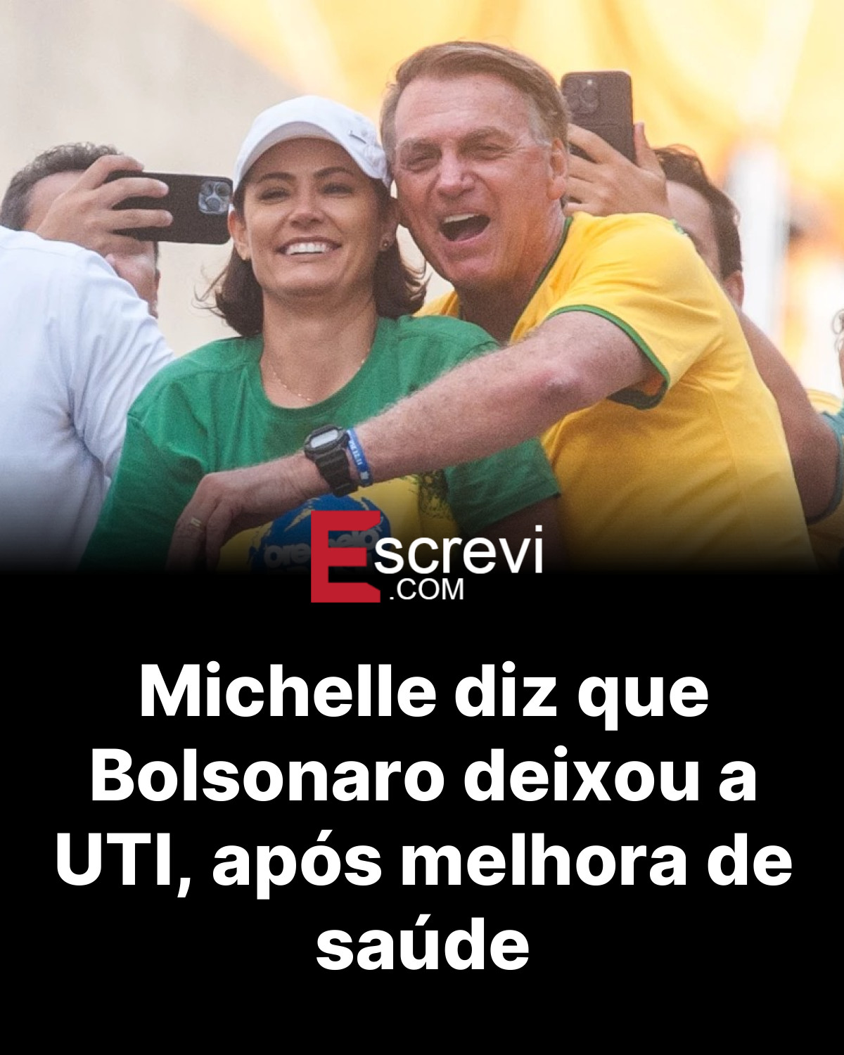 Michelle diz que Bolsonaro deixou a UTI, após melhora de saúde card preto