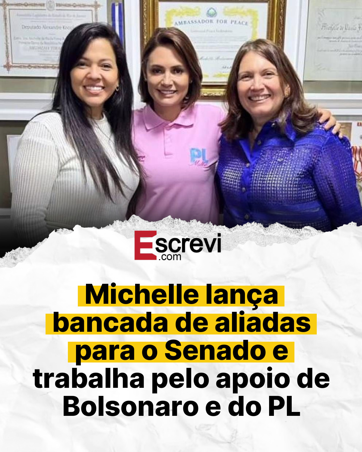 Michelle lança bancada de aliadas para o Senado e trabalha pelo apoio de Bolsonaro e do PL card branco