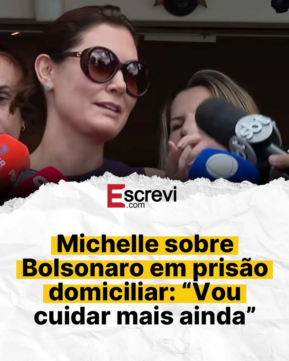 Michelle sobre Bolsonaro em prisão domiciliar: “Vou cuidar mais ainda” card branco