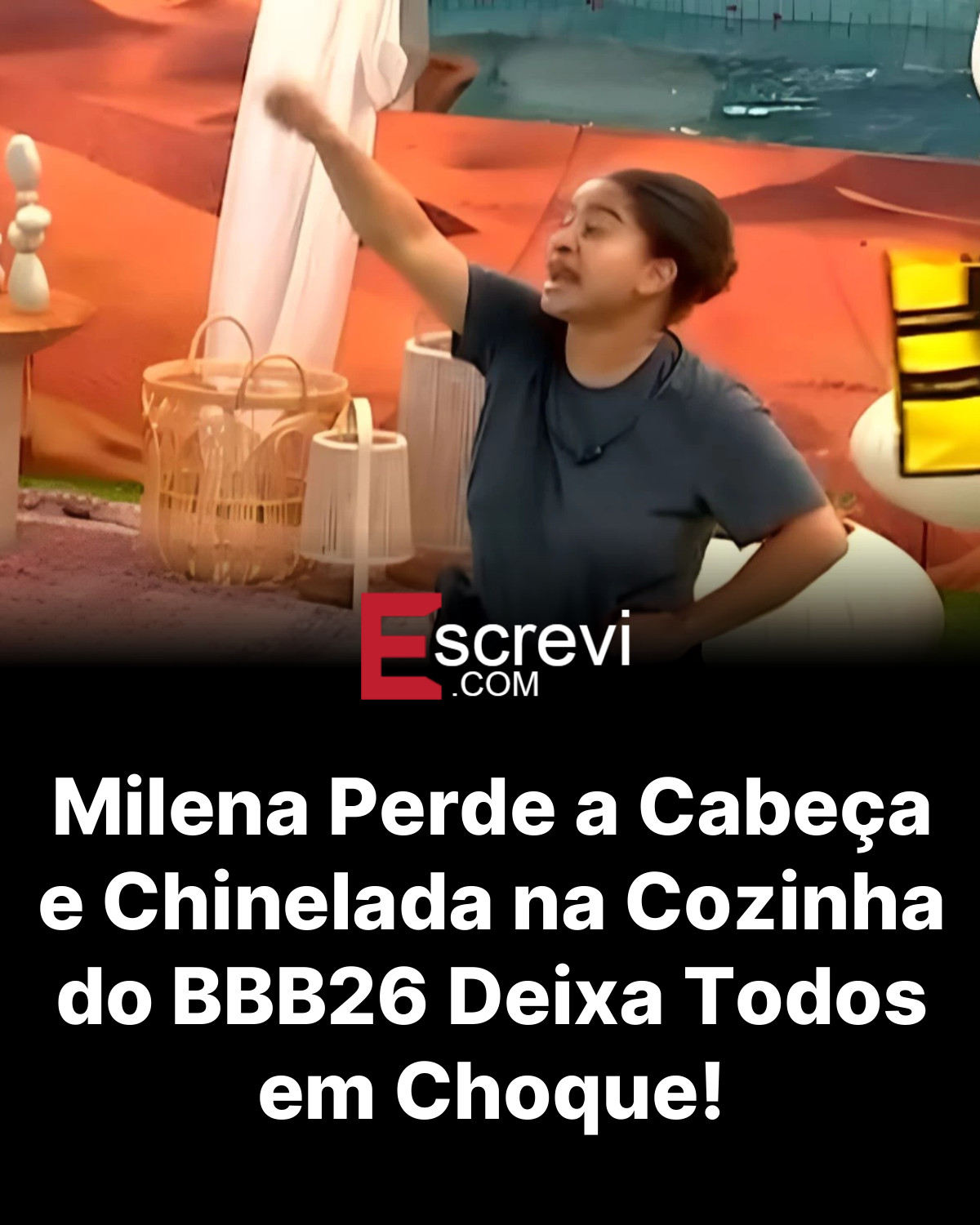 Milena Perde a Cabeça e Chinelada na Cozinha do BBB26 Deixa Todos em Choque! card preto