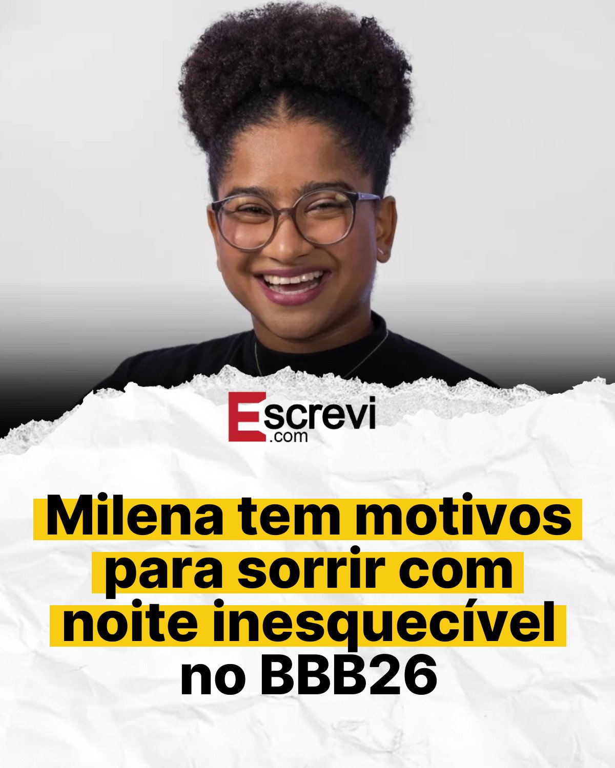 Milena tem motivos para sorrir com noite inesquecível no BBB26 card branco