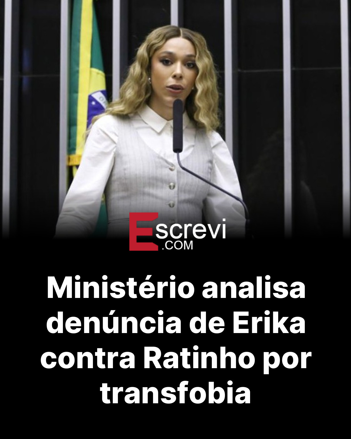 Ministério analisa denúncia de Erika contra Ratinho por transfobia card preto