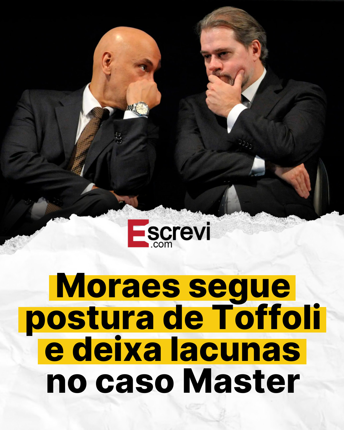 Moraes segue postura de Toffoli e deixa lacunas no caso Master card branco