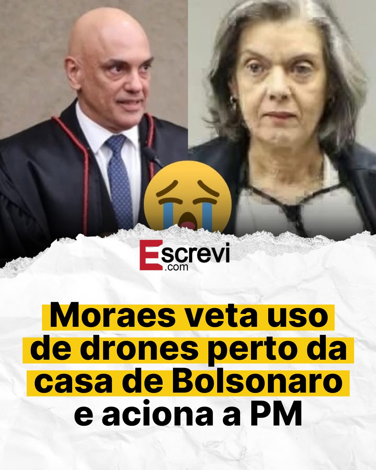 Moraes veta uso de drones perto da casa de Bolsonaro e aciona a PM card branco