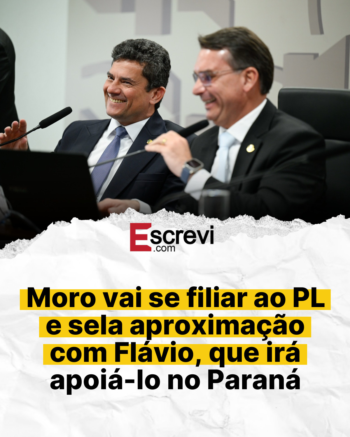 Moro vai se filiar ao PL e sela aproximação com Flávio, que irá apoiá-lo no Paraná card branco