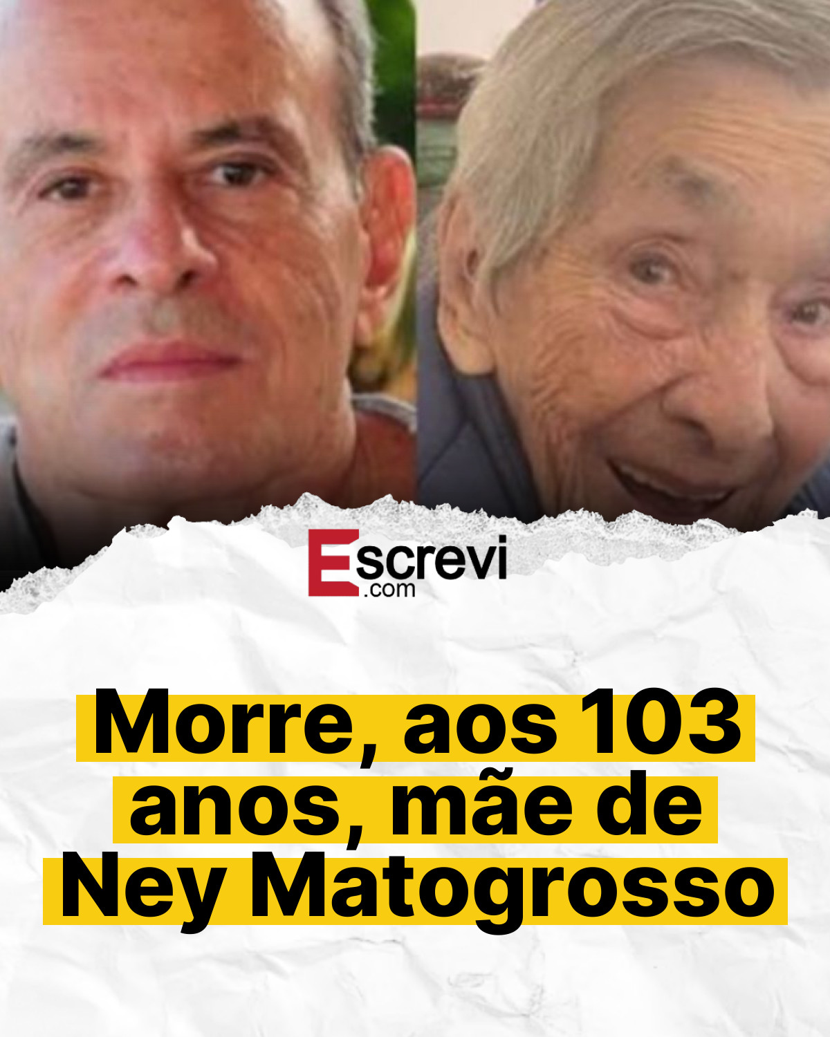 Morre, aos 103 anos, mãe de Ney Matogrosso card branco