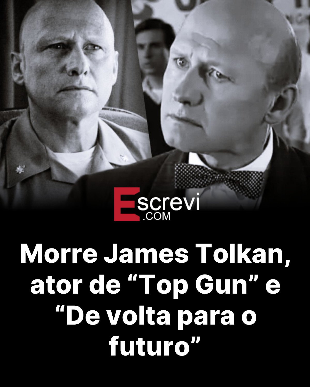 Morre James Tolkan, ator de “Top Gun” e “De volta para o futuro” card preto