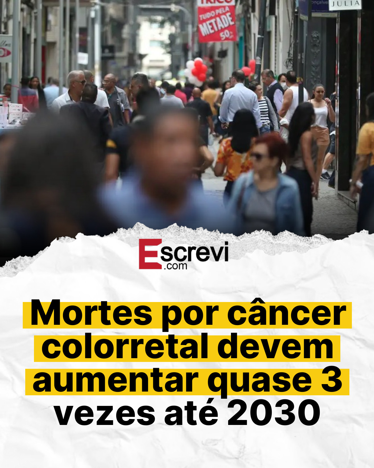Mortes por câncer colorretal devem aumentar quase 3 vezes até 2030 card branco