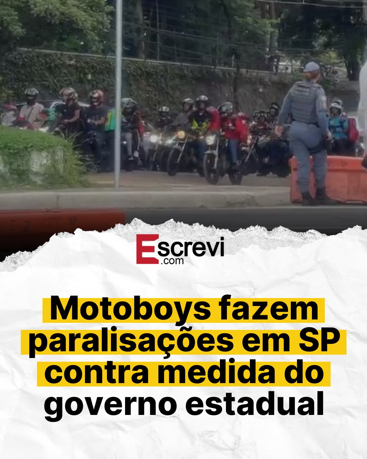 Motoboys fazem paralisações em SP contra medida do governo estadual card branco