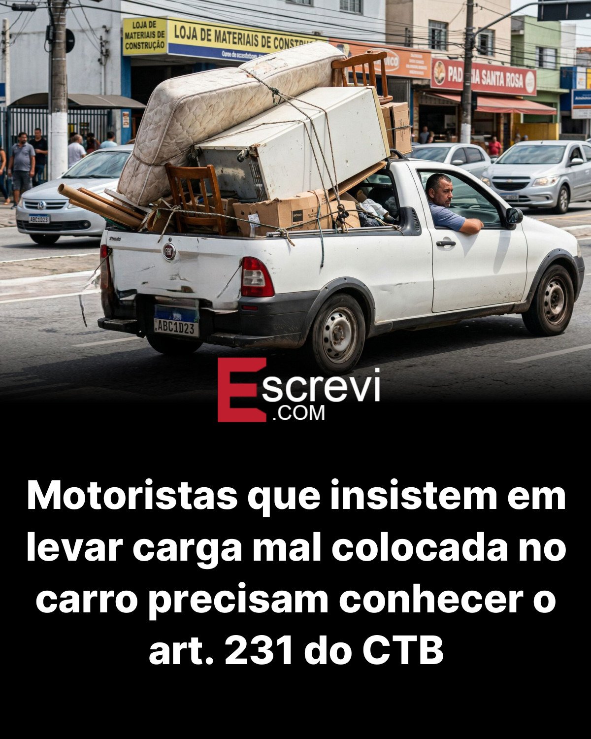 Motoristas que insistem em levar carga mal colocada no carro precisam conhecer o art. 231 do CTB card preto