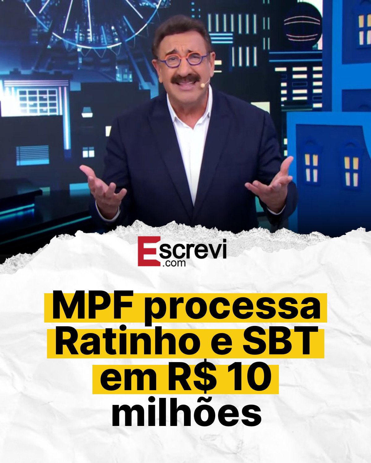 MPF processa Ratinho e SBT em R$ 10 milhões card branco