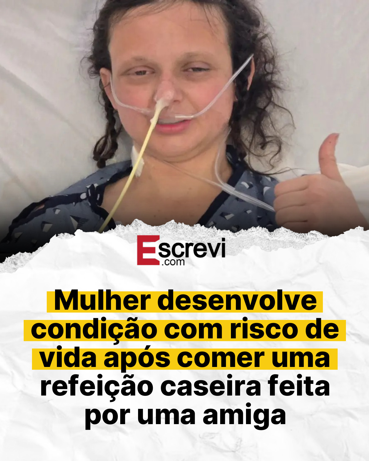 Mulher desenvolve condição com risco de vida após comer uma refeição caseira feita por uma amiga card branco