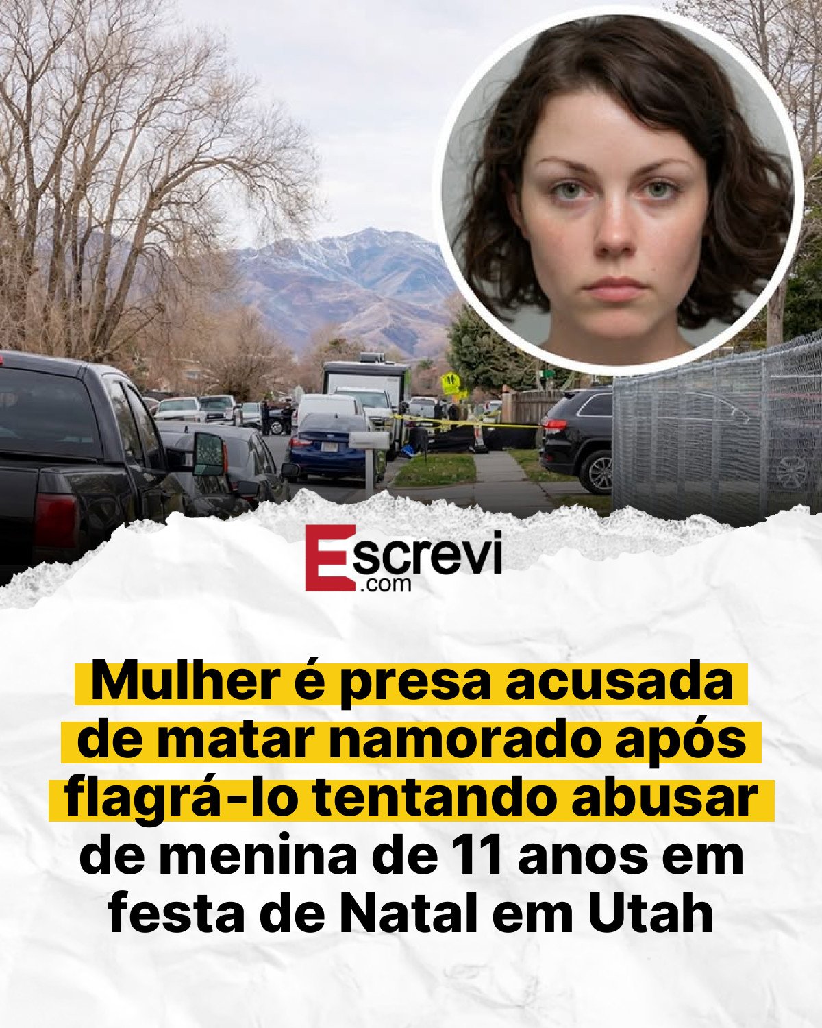 Mulher é presa acusada de matar namorado após flagrá‑lo tentando abusar de menina de 11 anos em festa de Natal em Utah card branco