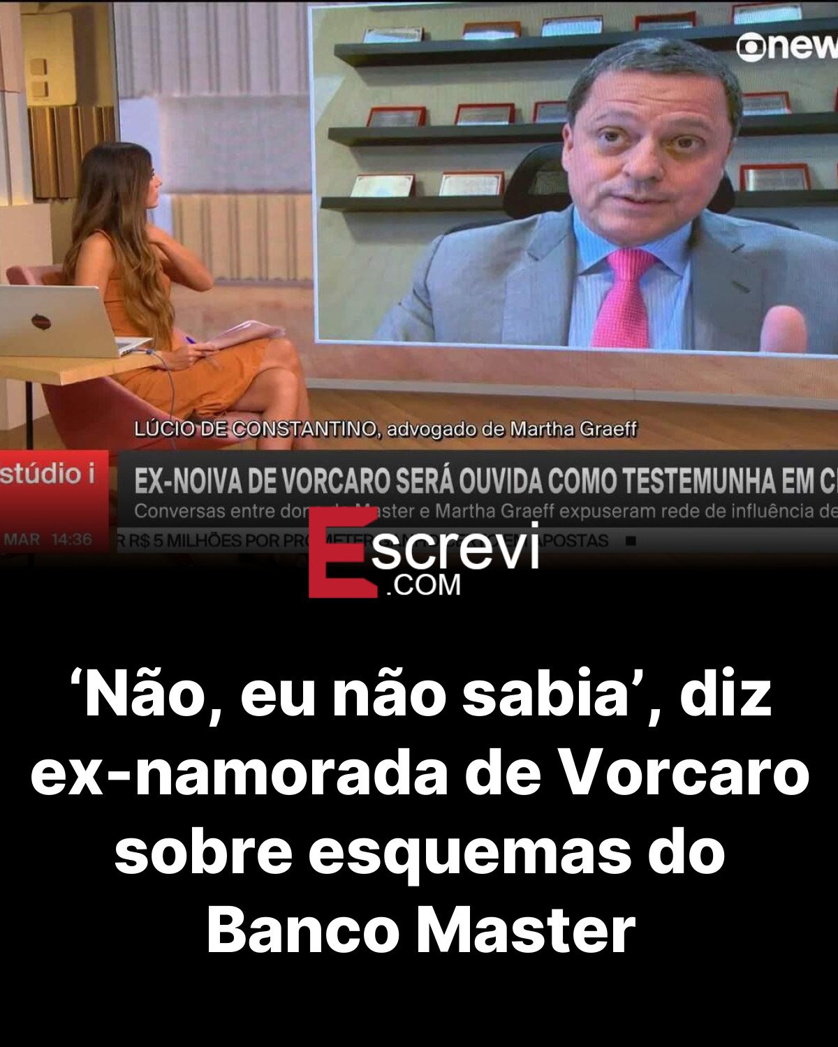 ‘Não, eu não sabia’, diz ex-namorada de Vorcaro sobre esquemas do Banco Master card preto