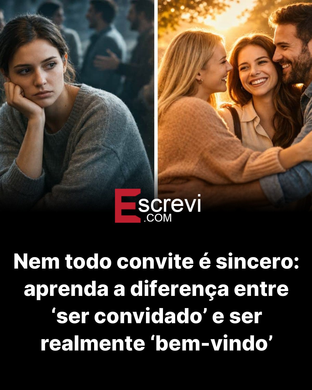 Nem todo convite é sincero: aprenda a diferença entre ‘ser convidado’ e ser realmente ‘bem-vindo’ card preto