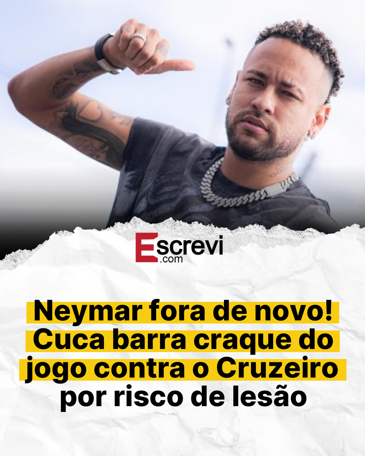 Neymar fora de novo! Cuca barra craque do jogo contra o Cruzeiro por risco de lesão card branco